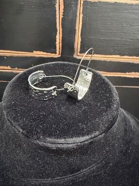 Textured Silver Hoop Earrings